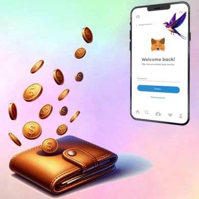 Image showing a mobile phone with a digital wallet and coins moving from it to a traditional wallet