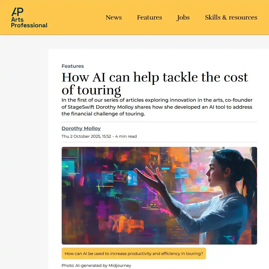 StageSwift is Featured in Arts Professional